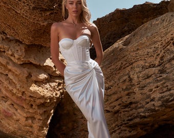 Weißer Satin Hochzeitsrock