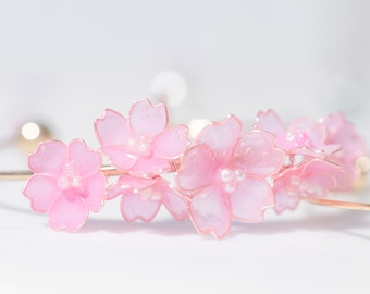 Geschenk für sie, handgemachtes rosa Sakura Harz Armband, Kirschblüten Schmuck