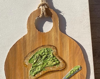 Avocado Toast Oil Painting, Kitchen Still Life Wall Art By AymelekArt