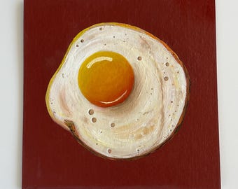 Spiegelei Öl Gemälde: Küche Stillleben Essen Kunst von AymelekArt