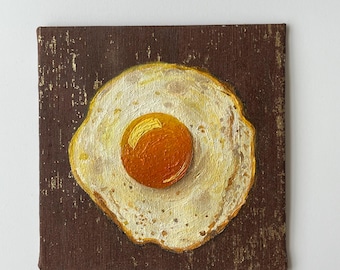 Spiegelei Ölgemälde, Küche Stillleben Kunstwerk von AymelekArt