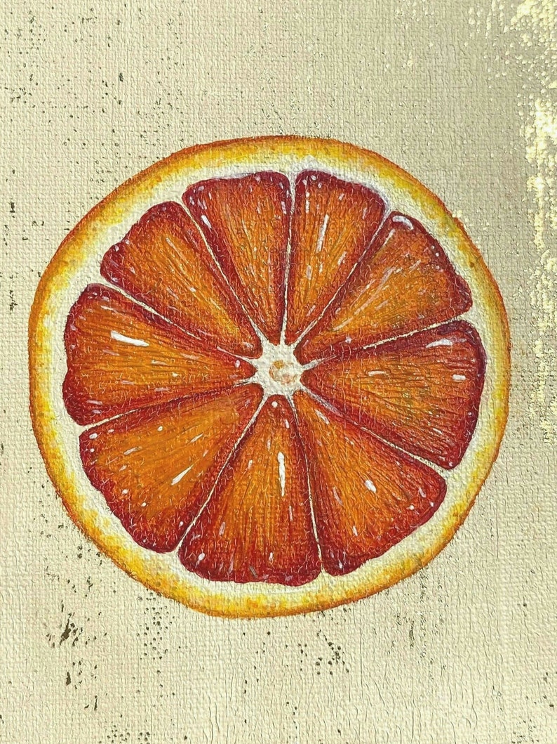Grapefruit Original Small Oil Painting Realistic Vegetable Fruits