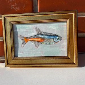 Sardine Painting Fish Oil Painting Original Artwork Animal Impasto Oil Painting Seafood Painting Kitchen Wall Art Decor by AymelekArt