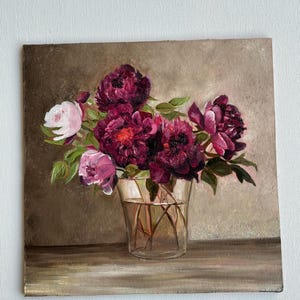 Floral Painting Original Oil Painting Small Flower Bouquet Art Flowers In a Vase By AymelekArt