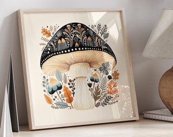 Mushroom Art Print: Vintage Cottagecore Forest Wall Decor (Digital Download)