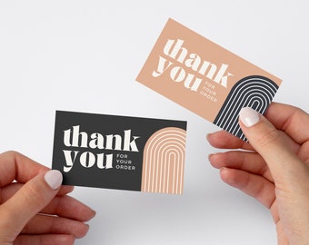 Small Business Thank You Cards | 90 Boho Thank You Notes for Small Business, Thank You Tags, Thank You Cards, Bohemian, Choice of Colors