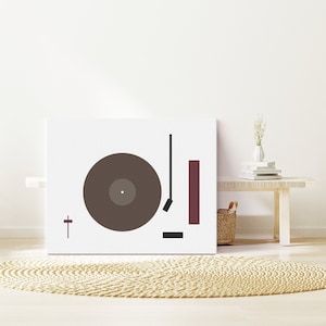 Record Player Canvas Art Print: Mid-Century Modern Music Room Decor