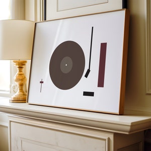 Minimalist Vinyl Record Art Print: Mid-Century Modern Decor (Digital Download)