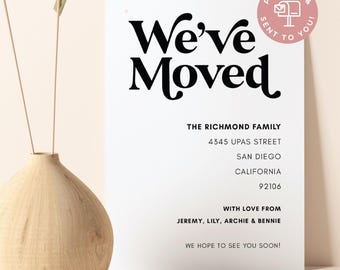 Custom Printed We've Moved Card: Minimalist New Home Announcement