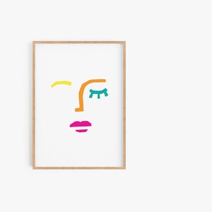 Pop Art Girl Face Printable Art Wall Print : Kitchen Living - Etsy