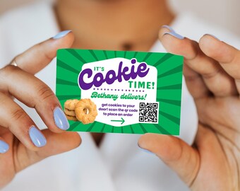 Scout Cookies Business Card File with Custom QR Code, Printable Cookie Flyer, Printable File Preloaded with Your Custom QR Code Cookie Sales