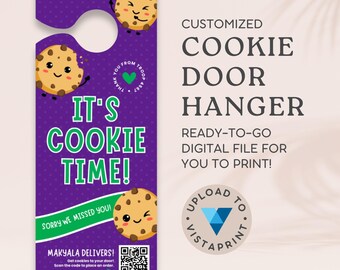 Scout Cookie Door Hanger with QR Code | Custom Printable for Neighborhood Cookie Sales | Cookie Delivery for your Troop | Digital Download