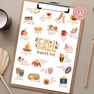 Fall Bucket List Printable, Autumn Bucket List, Activities for Fall, Family Activities for Fall, Autumn Checklist, Fall To Do List, PDF