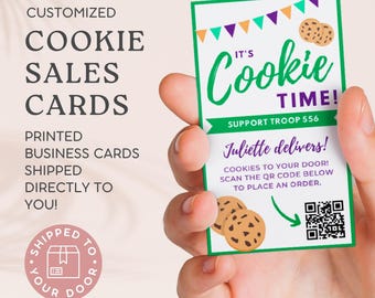 Scout Cookie Business Cards with QR Code: Printed & Shipped