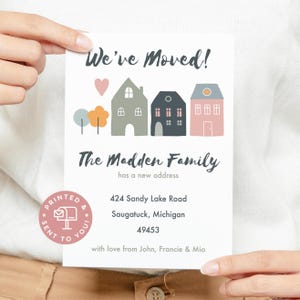 Moving Card for New Home, Custom Printed New Address Card with Envelopes, Farmhouse Moving Announcement We&#39;ve Moved - Custom Moving Card