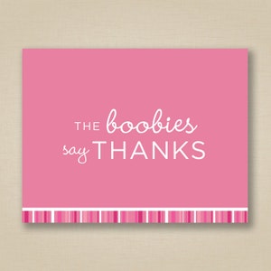 Breast Cancer Support, Thank You Cards - for Charity Events, Runs, Walks, 3-Day Event - The Boobies Say Thanks - Maureen by Two Poodle Press