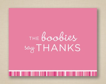 Breast Cancer Support, Thank You Cards - for Charity Events, Runs, Walks, 3-Day Event - The Boobies Say Thanks - Maureen by Two Poodle Press