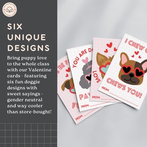 Valentine Classroom Printable Cards, Dog Valentines for Girls and Boys, Unisex Valentines for Class, Valentines for School, Instant Download image 7