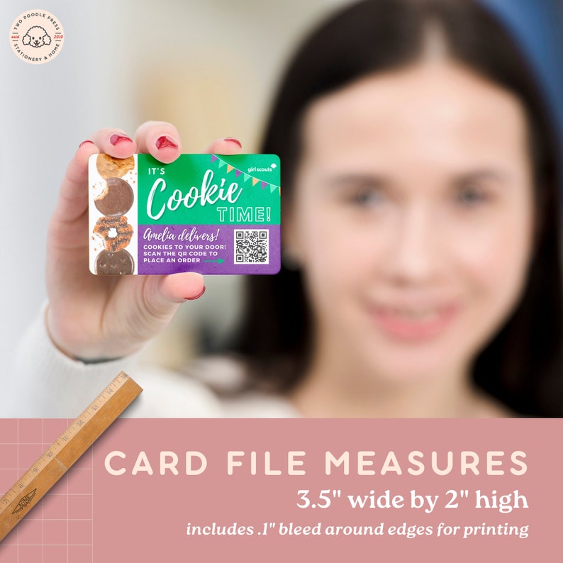 Girl Scout Cookies Business Card File With Custom QR Code, Printable