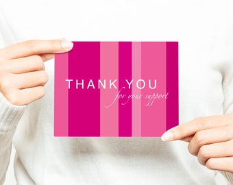 Breast Cancer Thank You Cards, Pink Ribbon, Breast Cancer Awareness Support, Runs, Walks - Hot Pink Stripes - Jenna by Two Poodle Press