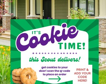 Scout Cookie Lawn Sign with QR Code | 18x24 Printable Cookie Sale Sign | Custom Digital File