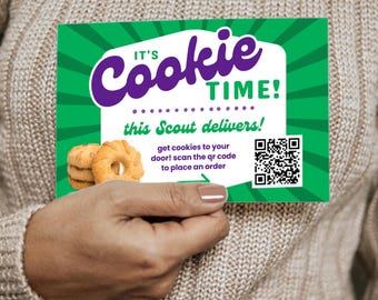 Scout Cookie Wagon Sale Postcard Printable | 4x6 Cookie Sale Flyer with QR Code | Custom Digital Download