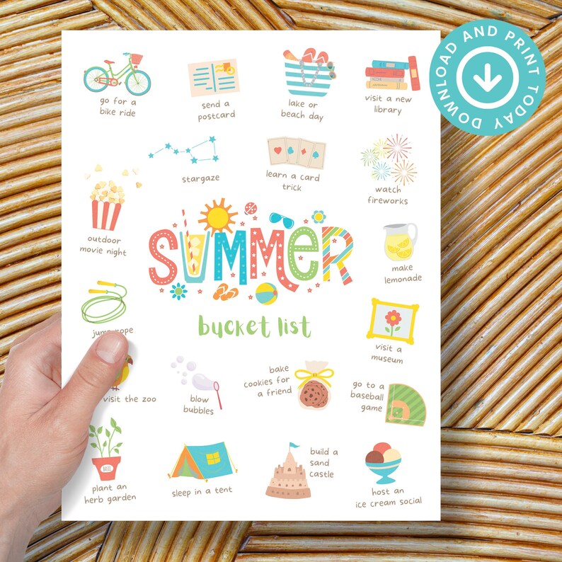 Summer Family Bucket List Printable Hello Summer, Summer Printable ...