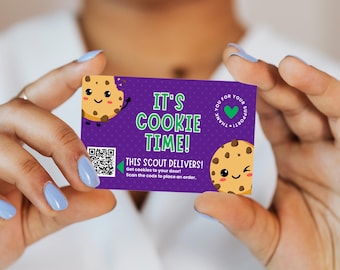 Scout Cookie Business Card Printable | Custom QR Code Cookie Sale Card for Wagon & Booth Sales | Digital Download