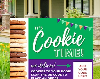 Scout Cookie Yard Sign Printable | 18x24 QR Code Cookie Sale Sign | Cookie Lawn Sign for Scouts | Custom Digital Download