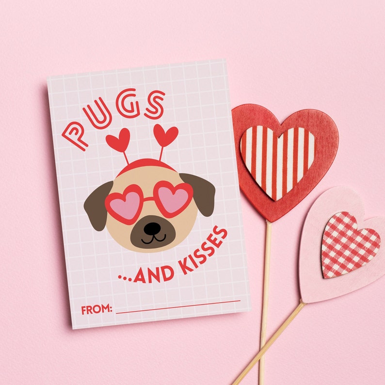 Valentine Classroom Printable Cards, Dog Valentines for Girls and Boys, Unisex Valentines for Class, Valentines for School, Instant Download image 9