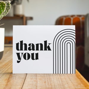 Tarjetas de agradecimiento de boda, tarjetas de agradecimiento en blanco y negro con sobres Kraft - Gracias de negocios boho moderno - Kate de Two Poodle Press
