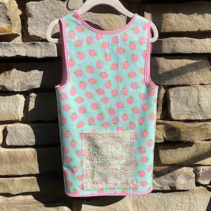 Art Smock Apron - Strawberries Wipe Clean Vinyl Apron - Fits 2T-4T