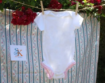 Ruffle Baby Bodysuit - pink check ruffle   size Newborn - 24 months available