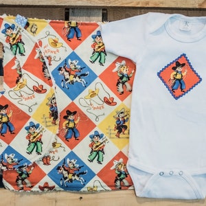 Cowboy Baby Gift Set - Giddy Up - includes Baby Bodysuit, Bib, Burp Cloth - Size NB-12 months