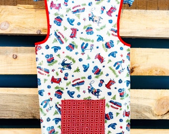 Art Smock Apron - Western Wipe Clean Vinyl Apron - Fits Size 2T-4T