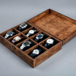 Wooden Watch Box for Men Women, 4-10 Slots Custom Engraved Watch Storage Organizer, Perfect Gift for Father&#39;s Day, Christmas, Anniversary