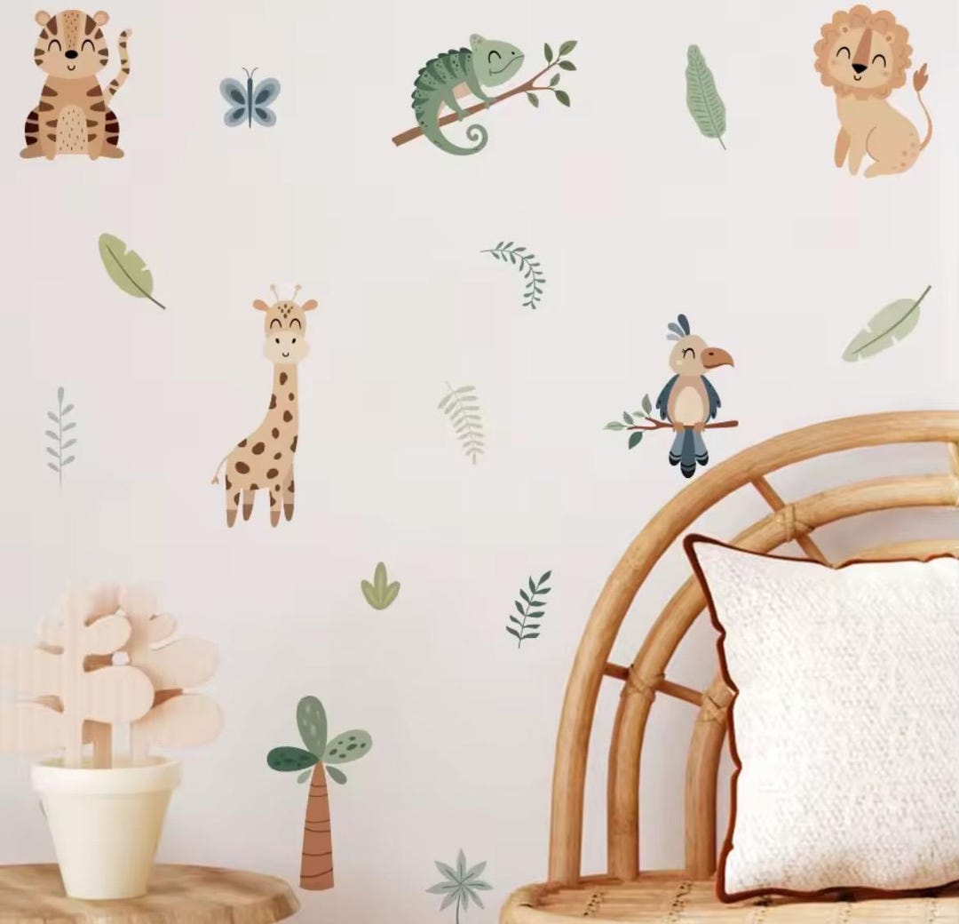 Safari Animals Wall Decal Set: Peel & Stick Nursery Decor - Etsy UK