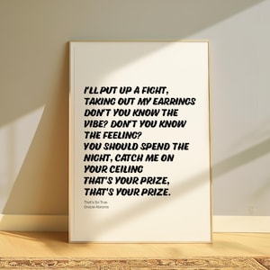 Gracie Abrams - That&#39;s So True Lyrics Song Poster | Digital Download PRINTABLE Wall Art | Wall Decor | Gifts For Her | Gifts For Him