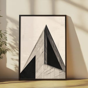 Abstraktes Architektur Poster, minimalistischer Kunstdruck in Beige und Grau, modernes Wandbild, geometrisches Design, Beton, Bauhaus Kunst