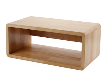 Solid Beech Wood Bedside Shelf | Modern Minimalist Nightstand | Bedroom Storage Organizer | Handcrafted Wooden Furniture