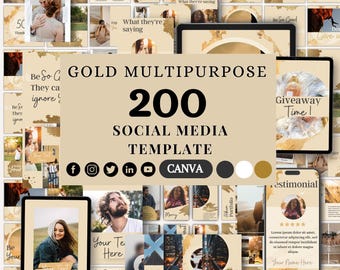 Mehrzweck-Social Media Marketing Vorlagen, Gold Instagram Geschichten und Posts, Luxus Instagram Canva Vorlagen, Social Media Posts Luxus