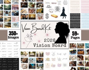 Vision Board Kit | Printable  Digital Download | Manifest Your Dream Life, Goals & Success | Law of Attraction Vision Board Supplies