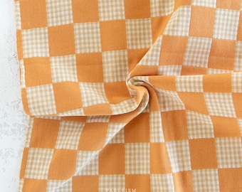 Checkmate Checkers in Butterscotch | Fableism fabric sold by the half yard checkered gingham 100% cotton for apparel, quilting, home decor