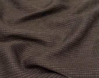 Espresso Check Linen/Cotton Blend sold by the half yard | Fall winter fabric neutral for apparel and home decor