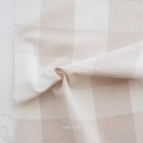 Large Camp Gingham in Moon Garden by Fableism Fabric sold by the 1/2 yard | Neutral plaid 100% Cotton woven fabric for quilting, clothes