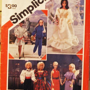 Vintage SIMPLICITY 6097 BARBIE Doll Clothes PATTERN 11.5&quot; Fashion Doll Wedding Dress, Vintage 1983