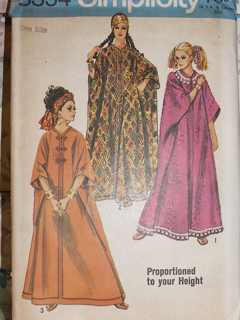 Sewing Pattern Vintage SIMPLICITY # 8354 Women's Caftan Robe One Size ...