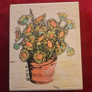 Rubber Stamp, Stampassions Daisies Aplenty F-3028 Wood Mount Rubber Stamp, S image 1