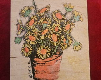 Rubber Stamp, Stampassions Daisies Aplenty (F-3028) Wood Mount Rubber Stamp, #S