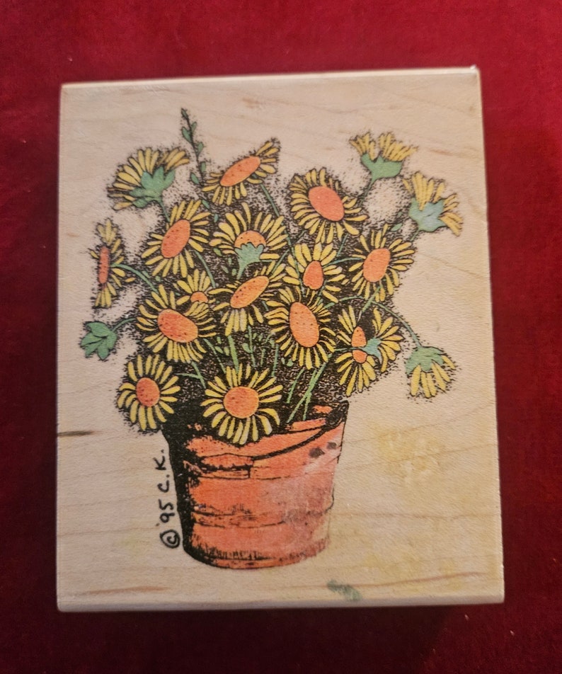 Rubber Stamp, Stampassions Daisies Aplenty F-3028 Wood Mount Rubber Stamp, S image 1